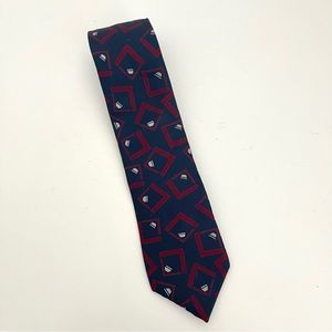 Givenchy Monsieur Silk Blue Red White Geometric Coffee Cup Square Retro Tie